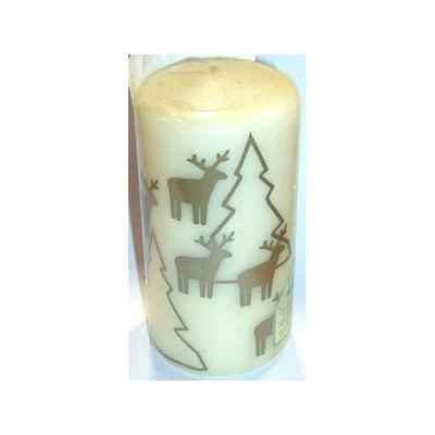 Świeca pieńkowa 12 x 6 cm zielona nadruk