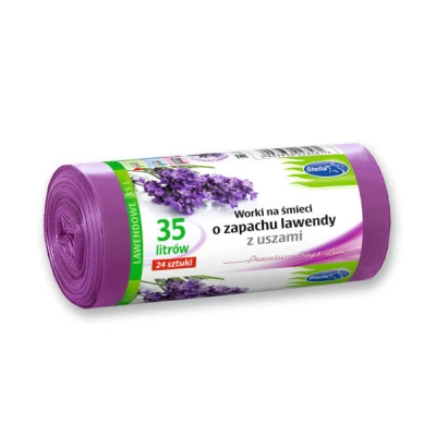 Worki na śmieci Stella z uszami lawendowe 35 l