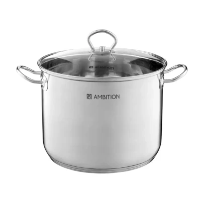 GARNEK NIERDZEWNY STALOWY WYSOKI 6,8L 22CM Z POKRYWĄ AMBITION ACERO 6