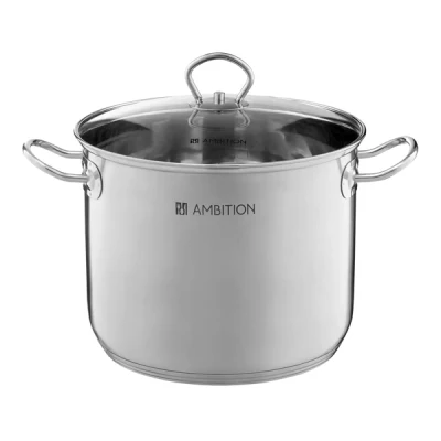 GARNEK NIERDZEWNY WYSOKI 8,4L 24CM Z POKRYWĄ AMBITION ACERO 6