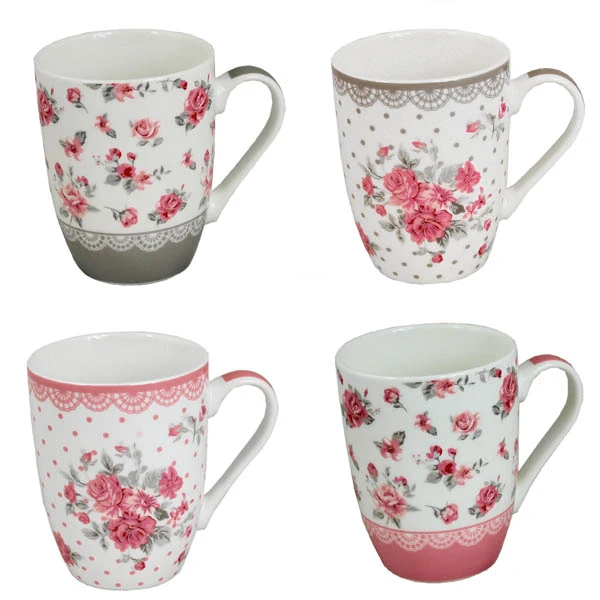 CH-KUBEK PORCELANOWY *FLOWERS* 345ML 8852