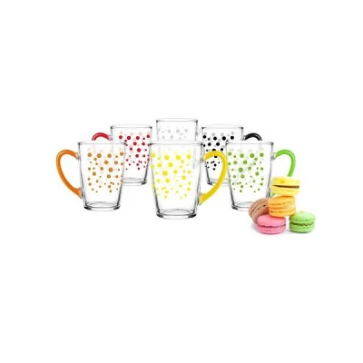 GLA-KUBEK *LENA* 300ML KROPKI + UCHO *MIX KOLOR* /24/