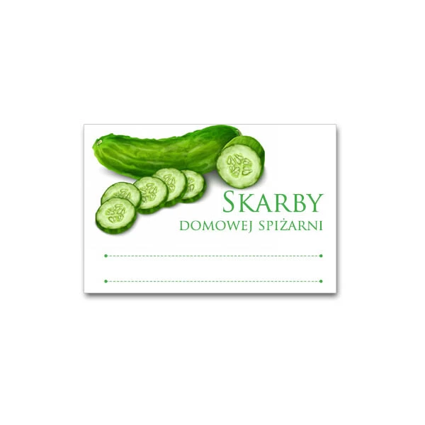 KPL. 36 ETYKIET SAMOPRZYLEPNYCH 60X40MM  *SKARBY DOMOWEJ SPIŻARNI - OGÓRKI*