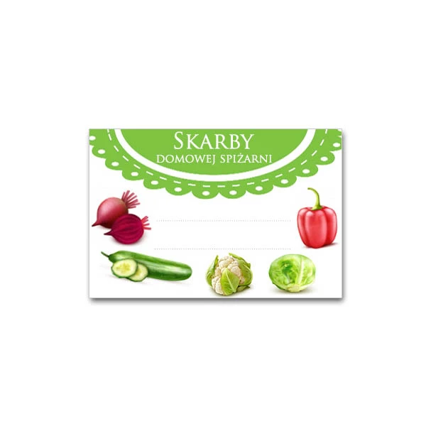 KPL. 36 ETYKIET SAMOPRZYLEPNYCH 60X40MM  *SKARBY DOMOWEJ SPIŻARNI - SERWETKA KAPUSTA*