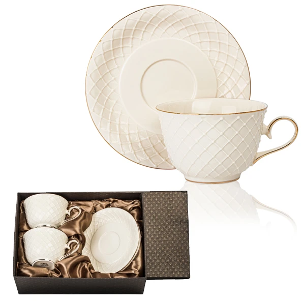 Komplet filiżanek porcelanowych Veroni Amber 280 ml