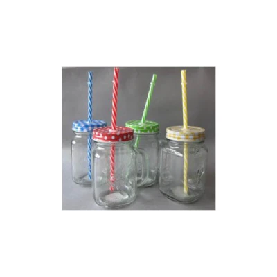 MMG-KUBEK SZKLANY 450ML Z RĄCZKĄ ZAKRĘTKĄ I RURKĄ 28773