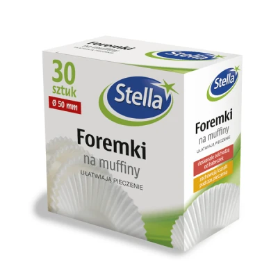 FOREMKI DO MUFFINEK BABECZEK PAPIEROWE 30 SZTUK BIAŁE fi50mm