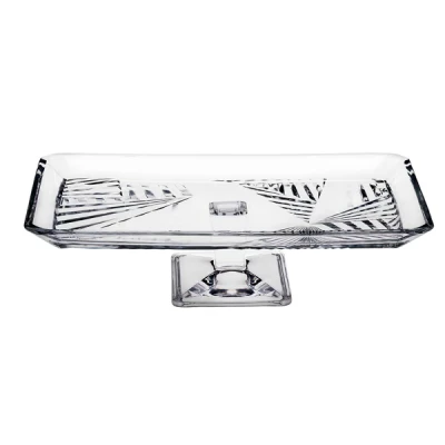 PATERA NA CIASTO OWOCE SZKLANA PROSTOKĄTNA NA NÓŻCE 27X16 CM ELEGANCKA