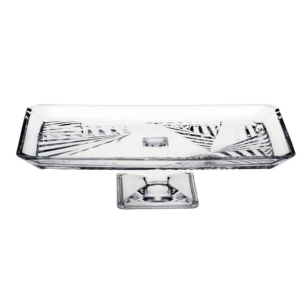 PATERA NA CIASTO OWOCE SZKLANA PROSTOKĄTNA NA NÓŻCE 27X16 CM ELEGANCKA