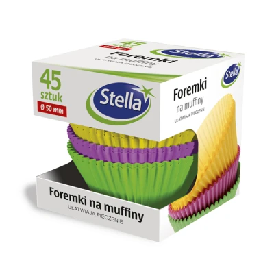 FOREMKI DO MUFFINEK BABECZEK PAPIEROWE 45 SZTUK KOLOROWE fi50mm