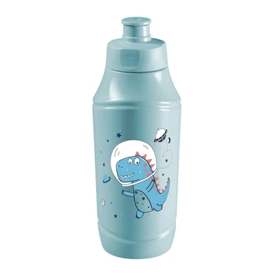 BIDON DLA DZIECI 350ML NIEBIESKI Z MOTYWEM DINOZAURÓW I KOSMOSU