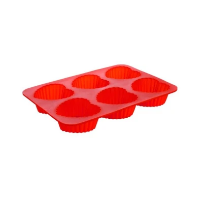 CZ-FORMA NA 6 MUFFINEK SERCE SILIKONOWE CZERWONE
