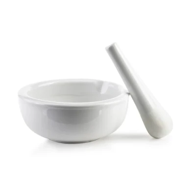 MOŹDZIERZ KUCHENNY PORCELANOWY 12x5,5 cm Z TŁUCZKIEM DO PRZYPRAW WARZYW