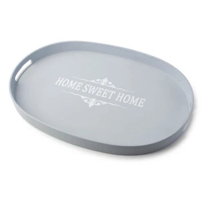 MON-TACA OWALNA 44X30 SZARA HOME SWEET 7543