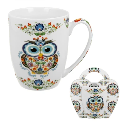 DUO-KUBEK W KOSZYCZKU 350ML *SOWA ETNO*