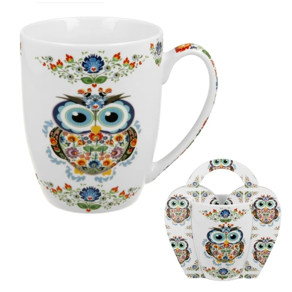 DUO-KUBEK W KOSZYCZKU 350ML *SOWA ETNO*