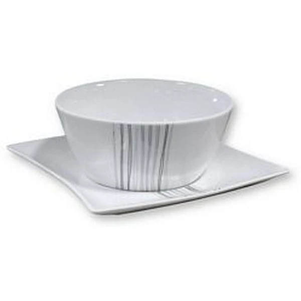 DUO-MISKA Z TALERZYKIEM SILVER LINE
