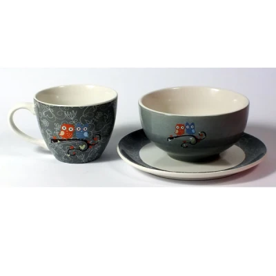 Zestaw śniadaniowy Mondex Grey Sowy H130235-G