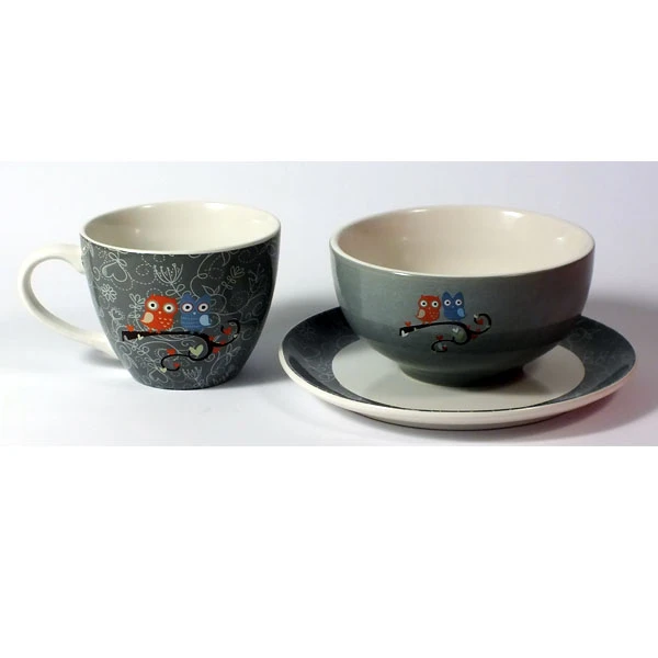 Zestaw śniadaniowy Mondex Grey Sowy H130235-G