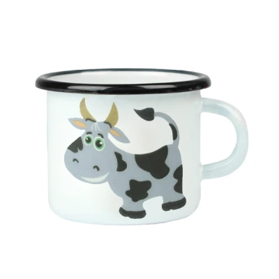 RYB-KUBEK EMALIOWANY ZDOBIONY 9CM 0,5L KRÓWKA 0104