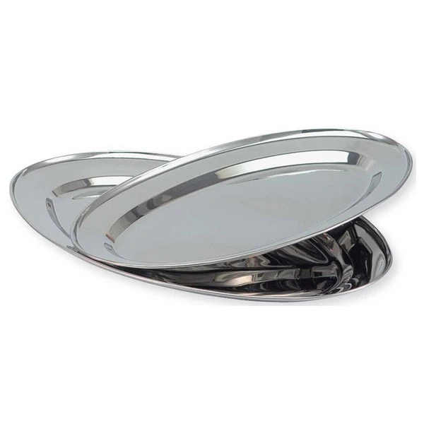 TACA METALOWA PATERA LUSTRZANA OWALNA 39x26cm POŁYSK KLASYCZNA