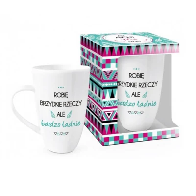 KUBEK DO KAWY HERBATY PORCELANOWY 400ML PREZENT