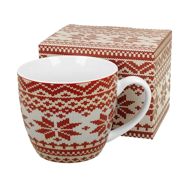 Kubek porcelanowy Duo Sweterek Czerwony 460 ml