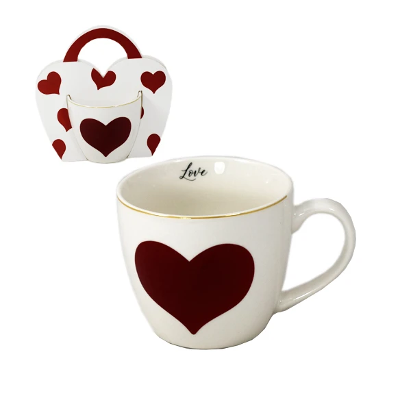 DUO-KUBEK W KOSZYCZKU 460ML *SERCE CZERWONE*