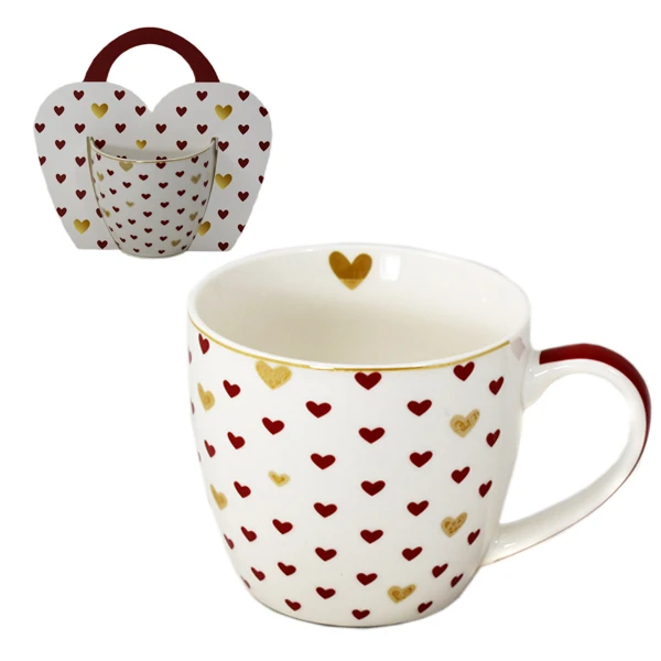 DUO-KUBEK W KOSZYCZKU 460ML *SERDUSZKA CZERWONE*