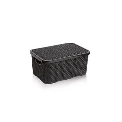 KOSZYK RATANOWY RATTAN KOSZ PUDEŁKO POJEMNIK Z POKRYWKĄ 7L ORGANIZER