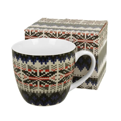 Kubek porcelanowy DUO Sweterek Niebieski 460 ml