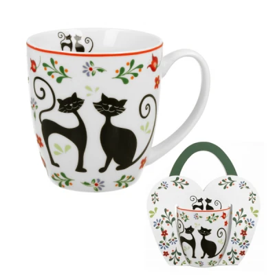 DUO-KUBEK W KOSZYCZKU 460ML *KOTY ETNO*
