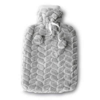 TAD-TERMOFOR+POKROWIEC PLUSZ Z POMPONAMI SZARY 1,5L 33X18,5CM