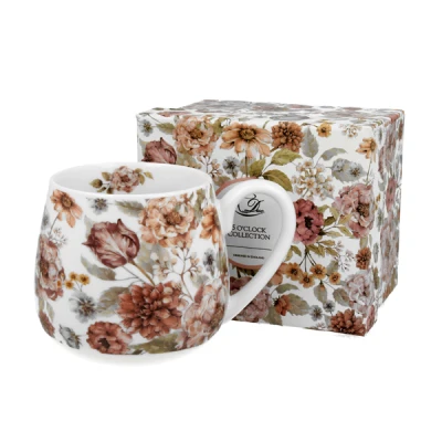 DUO-KUBEK BARYŁKA 430ML *PASTEL FLOWERS-WHITE*