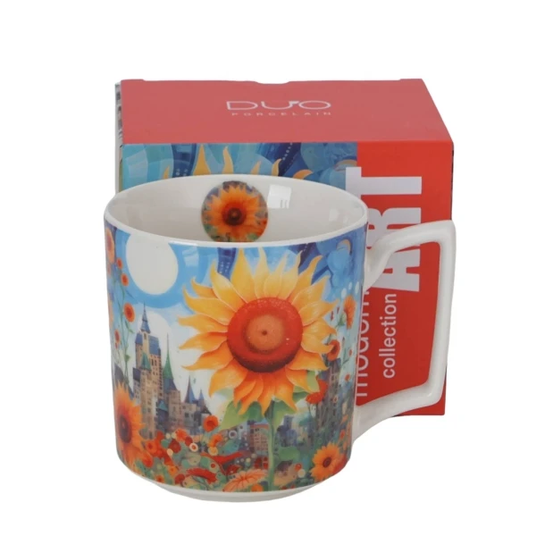 Kubek porcelanowy DUO Modern Sunflower 0,45 l