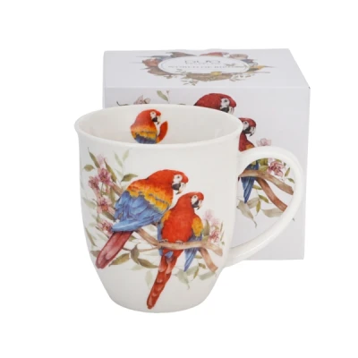 Kubek porcelanowy DUO Papugi Ara Szkarłatne 400 ml
