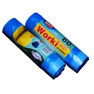Worki na śmieci LUX 60 l 10 szt HDPE z taśmą