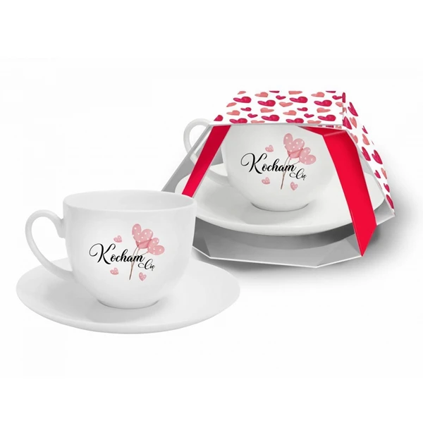 Filiżanka z spodkiem 220 ml Walentynki Kocham Cię