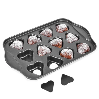 TAD-FORMA DO PIECZENIA 12 MUFFIN SERDUSZEK /WYJMOWANE SPODY/ 33X20,5X3,5CM