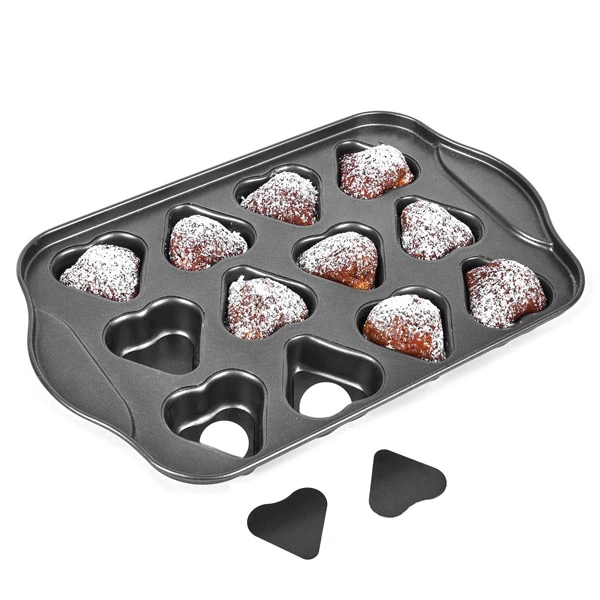 TAD-FORMA DO PIECZENIA 12 MUFFIN SERDUSZEK /WYJMOWANE SPODY/ 33X20,5X3,5CM