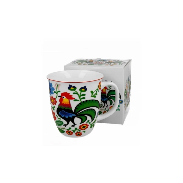 Kubek porcelanowy DUO Koguty Folk 650 ml