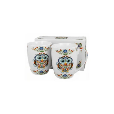 Kubki porcelanowe DUO Sowa Etno 0,35 l