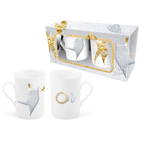 Zestaw kubków porcelanowych Bgtech On Ona 0,29 l