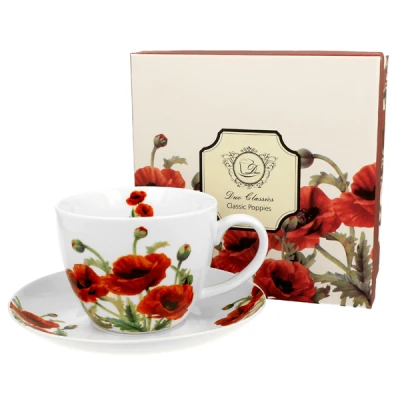 DUO-FILIŻANKA ZE SPODKIEM JUMBO 470ML *CLASSIC POPPIES*