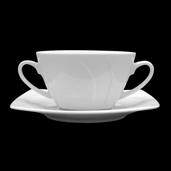 BULIONÓWKA Z USZAMI ZE SPODKIEM PORCELANA 300 ml 16.5 cm RESTAURACYJNA