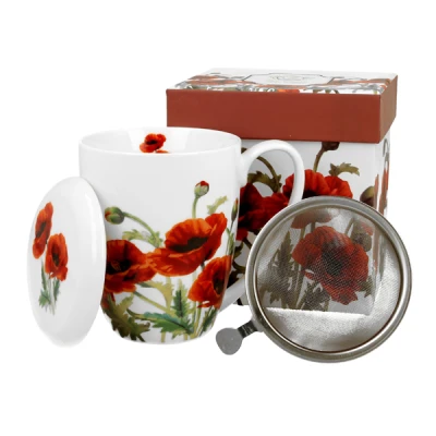 DUO-KUBEK Z ZAPARZACZEM 380ML  *CLASSIC POPPIES*