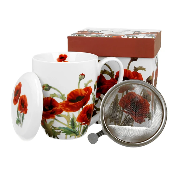 DUO-KUBEK Z ZAPARZACZEM 380ML  *CLASSIC POPPIES*