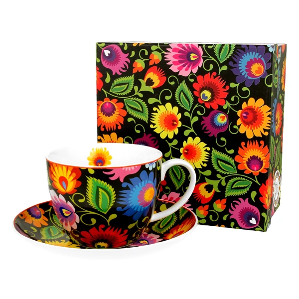 DUO-FILIŻANKA ZE SPODKIEM 470ML JUMBO *ETHNIC*