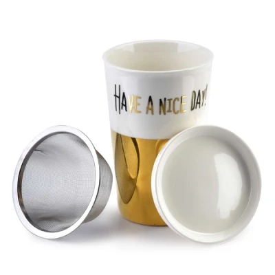 Kubek z zaparzaczem Affek Design Gold Chic 410 ml