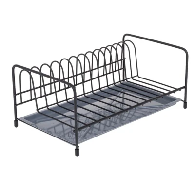 SUSZARKA DO NACZYŃ Z TACKĄ MAŁA 31x18,5x13,5 cm CZARNA KOMPAKTOWA OCIEKACZ